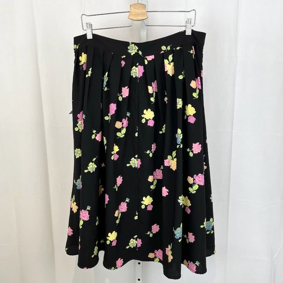 Modcloth Floral A-Line Skirt in Black with Pink and Yellow Accents - Picture 4 of 7